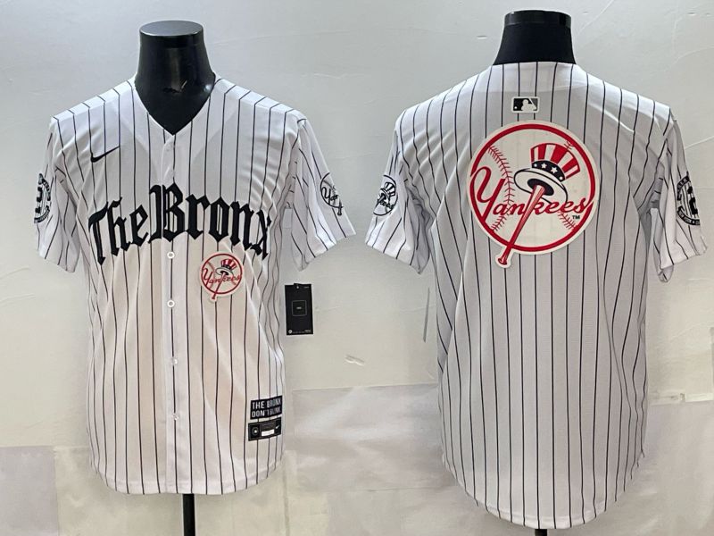 Men 2025 New York Yankees Blank White Stripe Five generations Joint Name Nike MLB Jersey style 024
